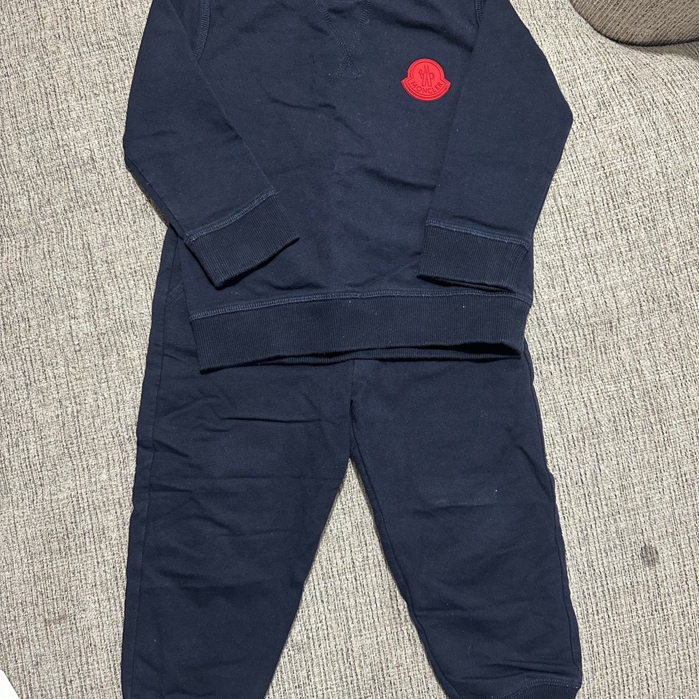 Moncler Navy Blue Kids Tracksuit with Red Logo